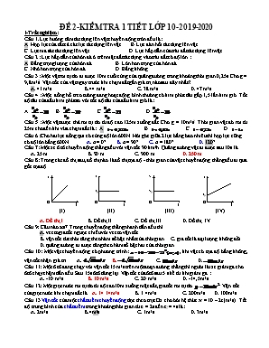 Đề kiểm tra 45 phút môn Vật lý Lớp 10 - Đề 2 - Năm học 2019-2020